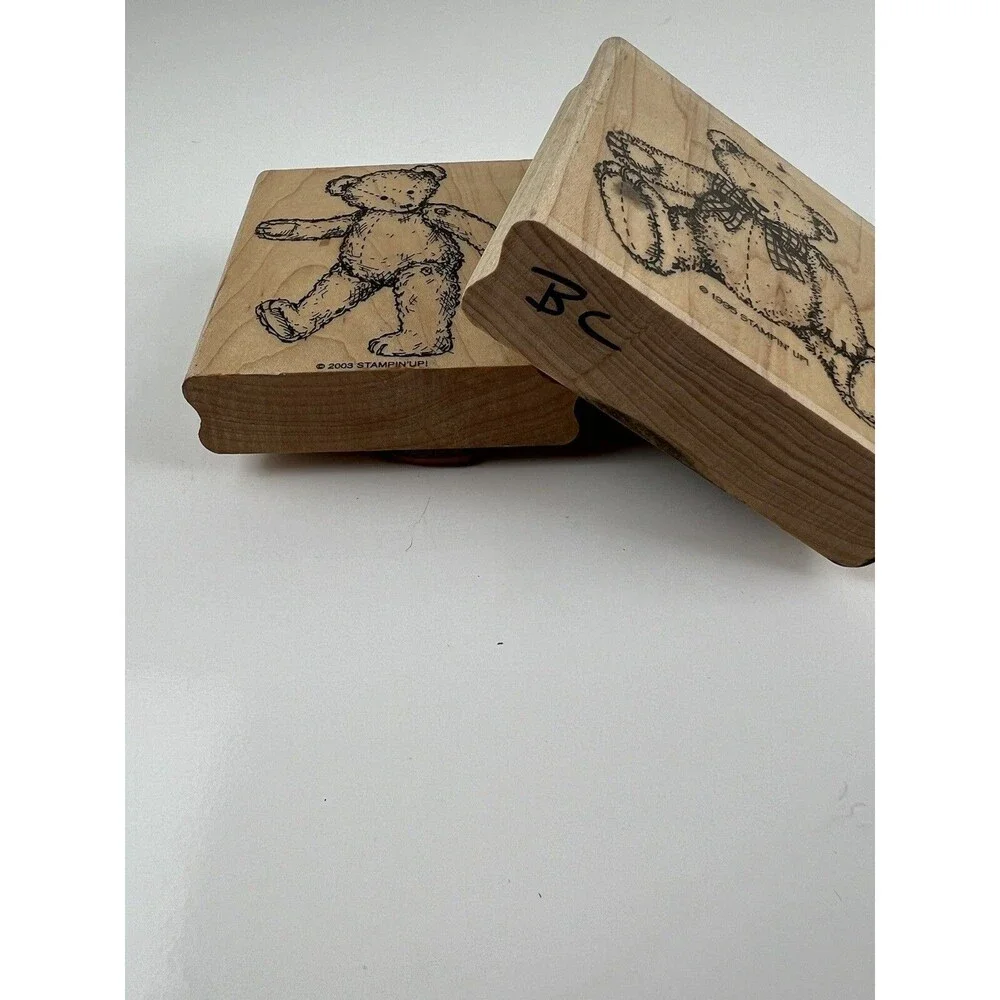Pair Of Vintage Stampin’ Up Rubber Stamps Bears Crafters Adorable Teddy Bears